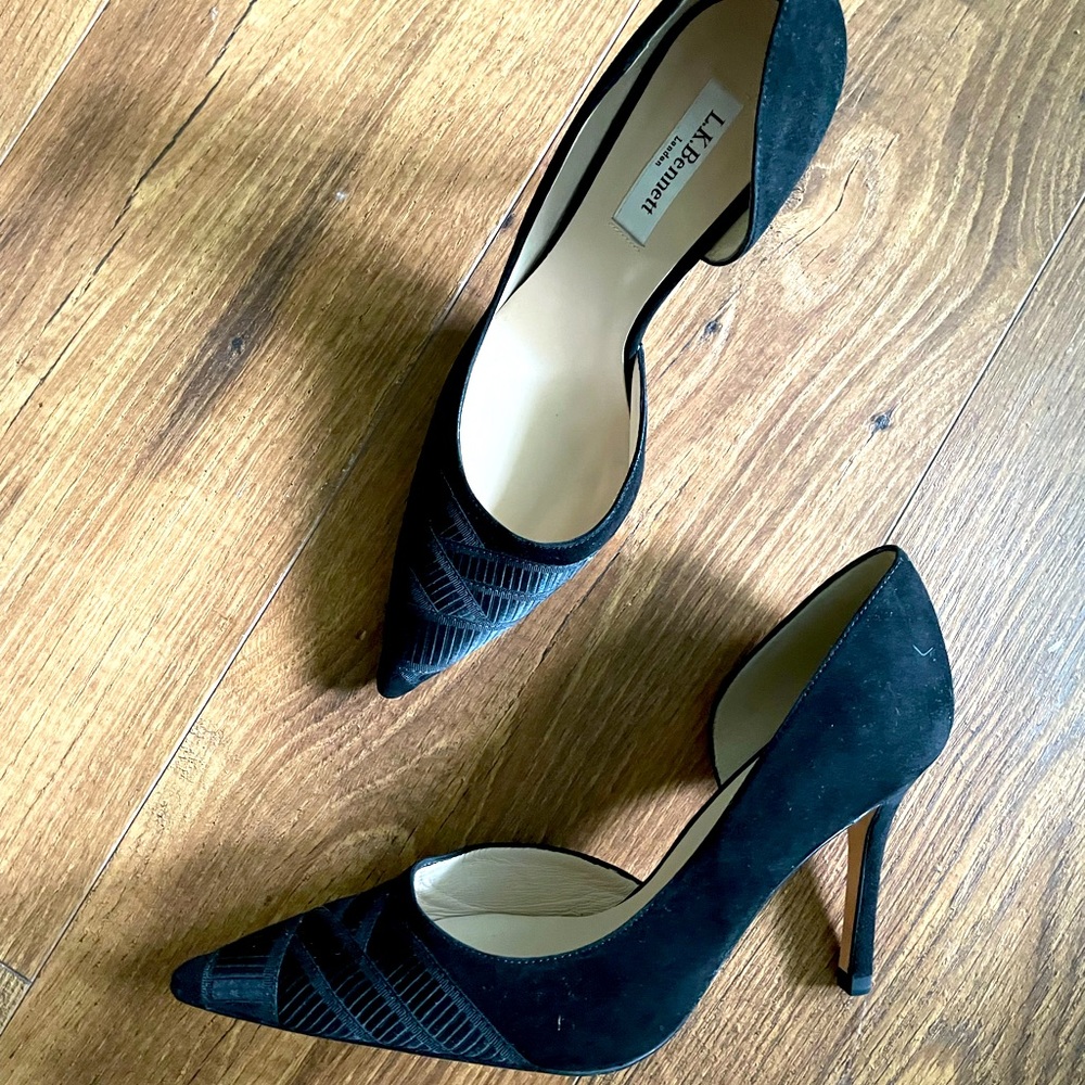 LK Bennet Black suede and silk heels